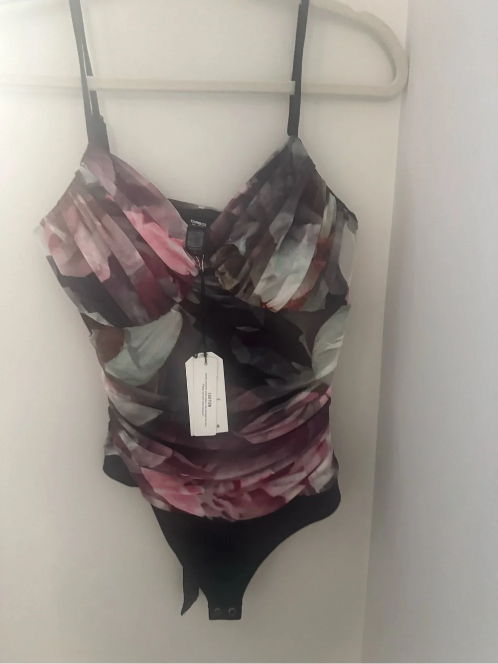 NWT - Express Floral Sheer Ruched Bodysuit